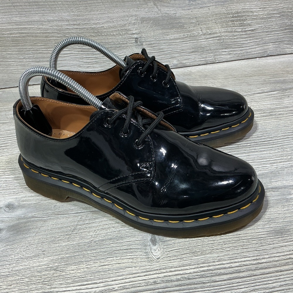 Dr Doc Martens 1461 Classic Black Patent Leather Oxford Women's Shoes Size 8